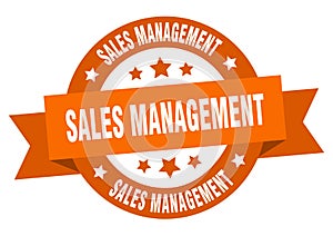 sales management round ribbon isolated label. sales management sign.