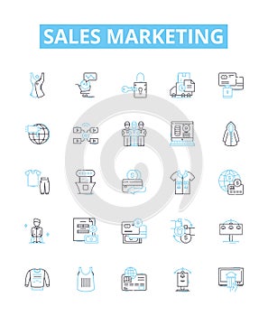 Sales marketing vector line icons set. Marketing, Sales, Promotion, Advertising, Lead, Profits, Strategies illustration