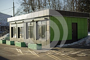 Sales office from developer. One-storey building