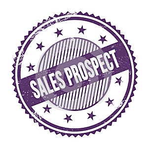 SALES PROSPECT text written on purple indigo grungy round stamp