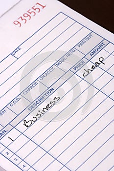 Sales receipt for business