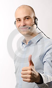 Sales representative man with an headset