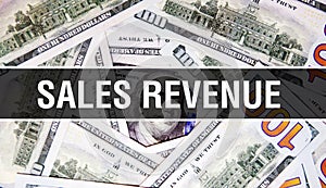 Sales revenue  text Concept Closeup. American Dollars Cash Money,3D rendering. Sales revenue  at Dollar Banknote. Financial USA