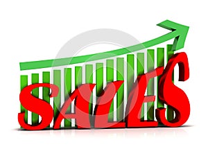 Sales with rising arrow illustration