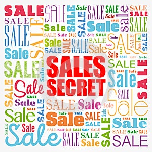 Sales Secret word cloud collage, business concept background
