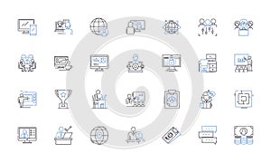 Sales squad line icons collection. Revenue, Targets, Prospects, Pipeline, Conversion, Pitches, Leads vector and linear