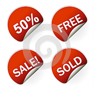 Sales sticker tag with discounted percentage