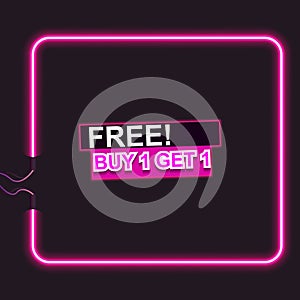 sales symbol with pink neon shaped advertisements