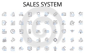 Sales system line icons collection. Emergency, Admission, Surgery, Medicine, Treatment, Consultation, Diagnosis vector