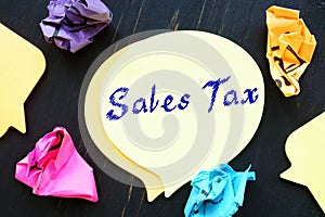 Sales Tax  sign on the sheet