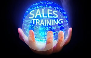 Sales Training globe background blue