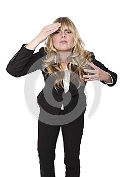 Sales Woman in Black having Headache