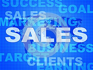 Sales Words Represents Corporation Sell And Promotion