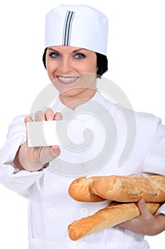 Salesgirl in bakery shop