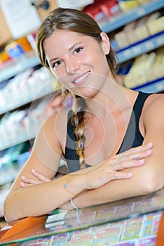 Salesgirl in tobacco shop