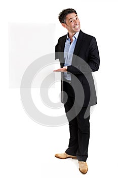 Salesman with a blank placard