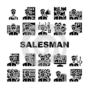 Salesman Business Occupation Icons Set Vector