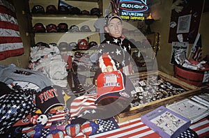 Salesman Holding Ã¯Â¿Â½God Bless AmericaÃ¯Â¿Â½ Hat, Salt Lake City, Utah