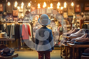 Salesman kid retail market. Generate Ai