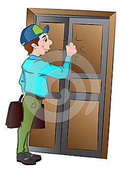 Salesman Knocking on a Door, illustration