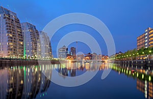 Salford Quays at dusk