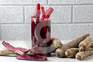 Salgam or fermented beet juice. Popular Turkish drink. Traditional beverage made with water, purple carrot or turnip (juice