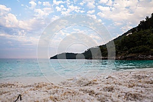 Saliara Beach (called Marble Beach), beautiful white beach in Thassos island, Greece