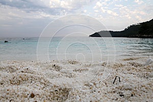 Saliara Beach (called Marble Beach), beautiful white beach in Thassos island, Greece