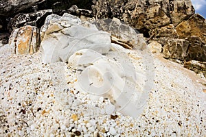 Saliara Beach called Marble Beach, beautiful white beach in Thassos island, Greece