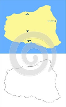 Salina island map part of aeolian archipelago - cdr format