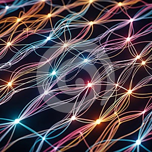 Glowing Neural Network Connections - AI and Data Flow