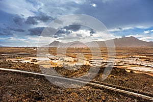 Salinas de Janubio, old salt mining on Lanzarote, Canary Islands, Spain