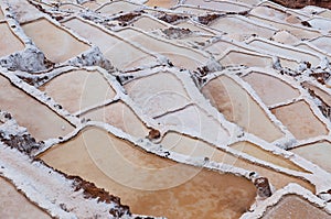 Salinas de Maras,Peru . Salt natural mine. Inca Salt pans at Maras, near Cuzco in Sacred Valley, Peru