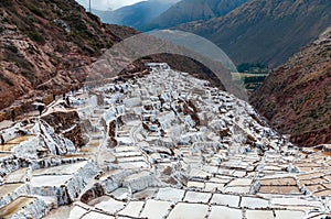 Salinas de Maras, Peru . Salt natural mine. Inca Salt pans at Maras in Sacred Valley, Peru