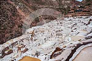 Salinas de Maras, Peru . Salt natural mine. Inca Salt pans at Maras in Sacred Valley, Peru