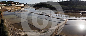 Salinas de Rio Maior, system of shallow water compartments for salt extraction, Fonte da Bica, near Rio Maior, Portugal photo