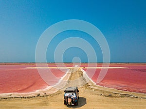 Aerial View of pink beach in Galerazamba, Colombia photo