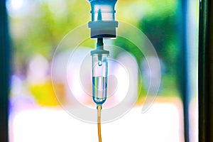 Saline iv drip fluid intravenous drop hospital room,medical concept,treatment emergency