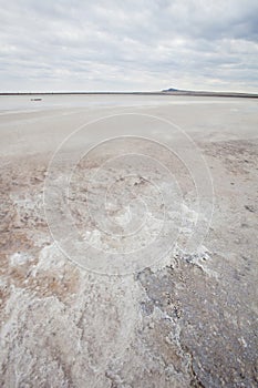 Saline (salt lake) Baskunchak landscape.