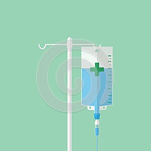Saline solution bags flat vector design isolated on background. medical sign.