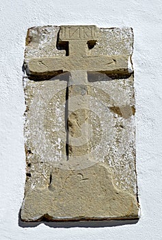 Salir parish church cross in the Serra de Monchique mountain range of the Algarve photo