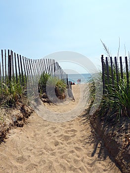 Salisbury Beach dune path to ocean in Gloucester Mass