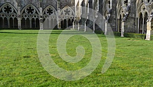 Salisbury cathedral clear cold day.