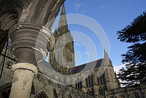 SALISBURY, WILTSHIRE, UNITED KINGDOM - Mar 15, 2015: Salisbury Cathedral, Wiltshire, England. March 15 2015