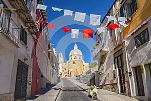 Salita Castello street and Santa Maria delle Grazie Church, Procida, Island of Procida, Gulf of Naples, Italy photo