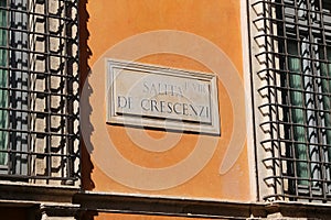 Salita De Crescenzi Street Sign in Rome, Italy photo