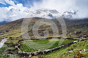 Salkantay trek in the way to Machu Picchu in Peru