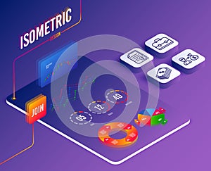 Sallary, Financial documents and Portfolio icons. Dollar sign. Person earnings, Check docs, Business case. Vector