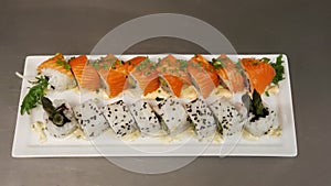 Salmon and asparagus  sushi maki