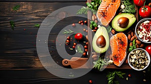 salmon and avocado with legumes diet ai generation